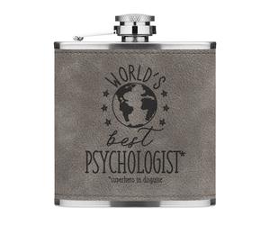 Gift Base Boccetta Da Tasca 6oz In Pelle PU Grigio Psicologia Divertente