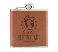 Gift Base Borraccia Da Tasca In Pelle PU Elettricista Tan 6oz Divertente