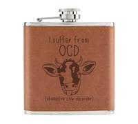 Gift Base Cow OCD 6oz Otre In Pelle PU Marrone Tascabile - Fumetto