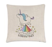 Gift Base Federa Cuscino Quadrata Unicorn Rainbow Power Linen 40 x 40 cm