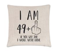 Gift Base Federa per cuscino per 50° compleanno con scritta "I Am 49 + Middle Finger