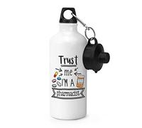Gift Base Fidati Mi I'M Un Farmacista SPORTS Bottiglia Acqua Palestra 600ml Bianco