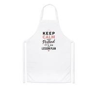 Gift Base Grembiule Cuoco Con Scritta Keep Calm Joke Insegnante Bianco 86x60cm