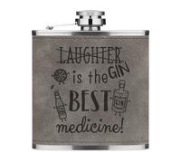 Gift Base Laughter Gin Is The Best Medicine 6oz Tascabile In Pelle Grigia