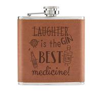 Gift Base Laughter Gin Is The Best Medicine Tascapane In Pelle PU Tan 6oz