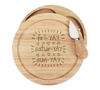 Gift Base Set Coltelli per Formaggio in Legno Flamingo - Tagliere 21x21x3,5cm