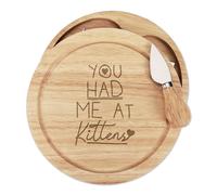 Gift Base Set Coltelli Per Tagliere Formaggi In Legno Gatti Cuore 21x21x3.5cm