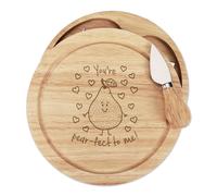 Gift Base Set Coltelli Per Tagliere Formaggio In Legno Cuore 21x21x3.5cm 1 Pezzo