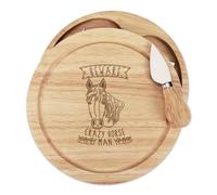Gift Base Set Coltello E Tagliere Formaggio Crazy Horse Funny Pony In Legno