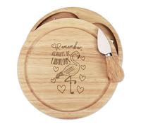Gift Base Set Coltello E Tagliere Formaggio Flamingo In Legno 21x21x3.5cm