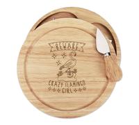 Gift Base Set Coltello Tagliere Formaggio In Legno Flamingo Donna