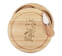 Gift Base Set Coltello & Vassoio Formaggio Flamingo In Legno 21x21x3.5cm