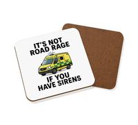 Gift Base Sottobicchiere Ambulanza Con Sirene In Legno Pressato 9x9cm