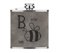 Gift Base Tascabile Portadistillati 6oz In PU Pelle Grigio Lettera B
