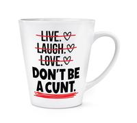 Gift Base Tazza Caffè In Ceramica 12oz Bianca Live Laugh Love Non Essere Un Cnt