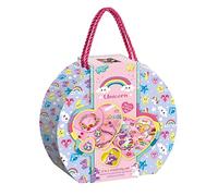 Gift Box 2in1: Diamond Painting and Jewellery Making Set - Crea immagini di unicorno con bellissime pietre glitterate e braccialetti con perline colorate e charms
