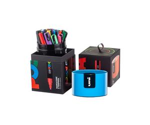 Gift Box c/coperchio blu 18 marcatori Uni Posca PC5M punta media col.ass. UNI