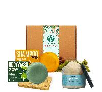 Gift Box Doccia personalizzabile | Shampoo, bagnoschiuma, scrub e piattino in bambù - Mangrovia
