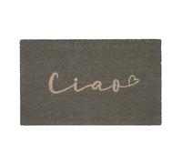 Gift Company Zerbino Ciao, Tappetino per Porta, Fibra di Cocco, Retro in Vinile, Grigio, 45 x 75 cm
