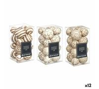 E_0002_S3631308 Gift Decor Set di palline decorative Marrone Bianco (12 Unità) C