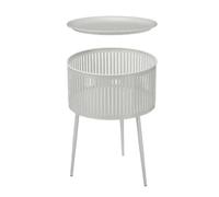 Gift Decor Tavolino ausiliario a righe grigio oro metallo 40 x 57 x 40 cm