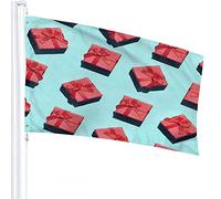 Gift Flag 3x5 FT Pink Christmas Valentine's Day Gift Boxes with Red Ribbon Outdoor Flags Large Welcome Yard Banners Home Garden Yard Lawn Decor