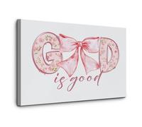Gift for Her, God is Good All The Time Wall Print, Coquette Pink Bow Bible Verse Art for Girls Bedroom, Dorm, Apartment(Framed,12x18inch(30x45cm))