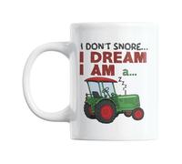 Gift Island Tazza con trattore, con scritta in inglese "I Don't Snore I Dream I am a Tractor", regalo per la festa del papà, per papà, nonno o zio, regalo per Natale segreto, tazza da 325 ml