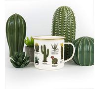 Gift Republic Botanica GR270110 - Tazza smaltata bianca con cactus