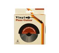 Gift Republic Tagliapizza in vinile - Lama a ruota in stile retrò ispirata ai dischi in scatola di presentazione, divertente affettatrice per pizza per appassionati di musica e vinile - Idea regalo