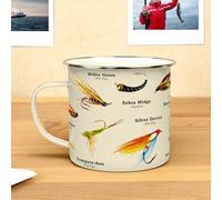 Gift Republic Tazza smaltata per pesca a mosca, da campeggio, 500 ml, in metallo, per appassionati di pesca, idea regalo