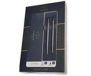 Gift set Duo Parker - Penna a sfera a scatto Jotter M Stainless Steel CT + Stilo