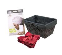 Gift set spa cesto con turbante in microfibra e lavette 26x17x20 cm cherry Grigio