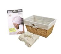 Gift set spa cesto con turbante in microfibra e lavette 26x17x20 cm panna Beige