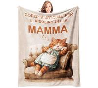 Giftasy Regalo Mamma, Regalo Mamma Natale - Idee Coperta in Flanella con Gatta, Regali Compleanno, Festa Della Mammina, Regalo alla Madre dai Suoi Figli Originali (157 x 132cm)
