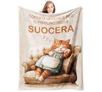 Giftasy Regalo Suocera, Regali Suocera Compleanno - Idee Coperta in Flanella con Gatta, Regali Seconda Mamma Natale(157 x 132cm)
