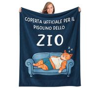 Giftasy Regalo Zio, Regalo Uomo Compleanno - Idea Coperta del Gatto Blu | Regali per Uomo Originali, Regalo Zio Natale, Dimensioni:157×132 cm