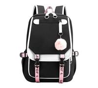 GiftGalore Borsa scuola, zaino cucito, borse libro per bambini, borse libro per le donne, zaini per la scuola, porta USB Laptop Backpack, borsa libro (nero)(Black)