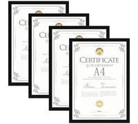 Giftgarden Cornice A4,Cornice Nera in PVC, Cornice da Parete o Tavolo, Decorazione per Casa,Set di 4