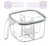 Giftik 4 in 1 barattoli di plastica per saliere, 4 griglie trasparenti dispenser di spezie con coperchio, per viaggi, casa, cucina, barbecue (verde trasparente)