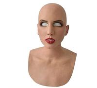 Giftik Maschera realistica 3D per giovani donne, film e televisione, attore calvo bellezza in lattice copricapo Cosplay divertente realistico puntello novità costume partito (E)