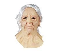 Giftik Maschera realistica per donne anziane e uomini, copertura per il viso di Halloween visibile in lattice copricapo maschera per la testa novità costume accessorio per feste (donne anziane A)