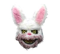 Giftik, maschera spaventosa per Halloween con orso coniglietto, maschera malvagia e sanguinosa per la testa di peluche, per cosplay e feste di Halloween (coniglio)