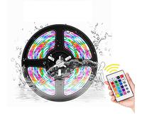 Giftik - Striscia luminosa a LED impermeabile con telecomando a 24 tasti, 16 colori SMD 5050 multicolore, kit di strisce di luci LED RGB per cucina, ufficio, soffitto, camera da letto, TV, feste (3 m)