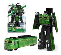 Giftik Vehilce - Robot di trasformazione per auto, in stile retrò, modellino di deformazione per intrattenimento, ornamento regalo (treno verde)