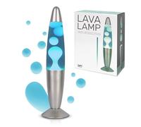 GIFTMARKET - Lampada lava blu e cromata. Lampada da comodino con 2 lampadine incluse, regalo originale e divertente per adolescenti. Lampada retrò 34 x 8,5 cm, luce ambiente ipnotica.