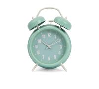 GIFTMARKET - Sveglia analogica silenziosa. Da comodino Menta. A doppia campana con luce notturna. Senza ticchettio. 11,7 cm x 16 cm