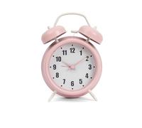 GIFTMARKET - Sveglia analogico silenzioso. Sveglia da comodino rosa. Orologio sveglia a doppia campana con luce notturna. Senza ticchettio. 11,7 cm x 16 cm