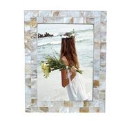 GIFTME 5 Cornice per foto in madreperla, 15 x 20 cm, mosaico bianco, 15 x 20 cm, cornice per foto da tavolo (15 x 20 cm, bianco naturale, 1 pezzo)