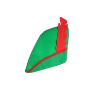 GIFTRIX Cappello da pettirosso verde per adulti con piuma rossa, Bycocket medievale per arciere, Peter Pan, costume da elfo, taglia unica, accessorio per Halloween, addio al celibato, teatro